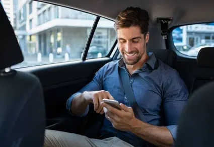 enjoying taxi Ride
